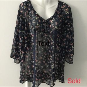 SOLD Decree XL sheer floral blouse